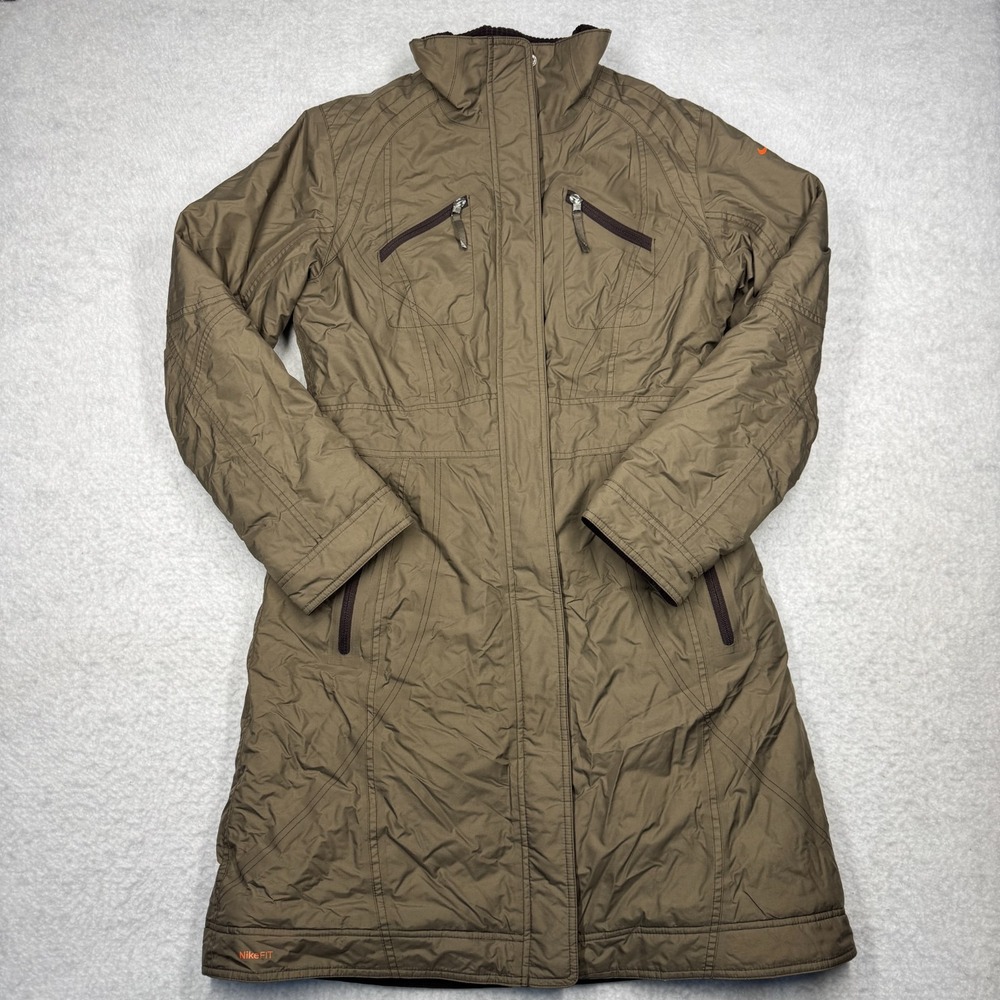 Vintage‎ Nike Fit Storm Long Trench Coat Jacket Brown Women's Size Medium